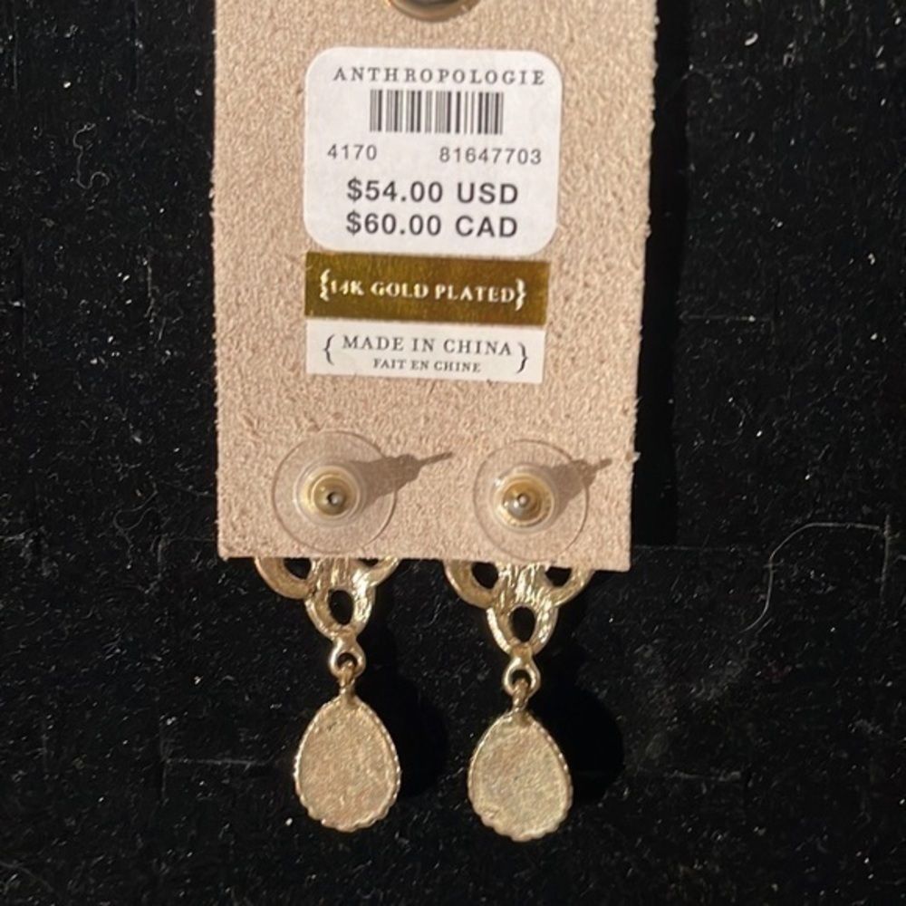 Anthropologie Pearl 14k Gold Earrings. NWT - Picture 2 of 3